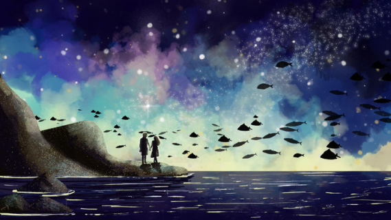 元旦主题之情侣一起看烟花温馨治愈28801620px300dpi