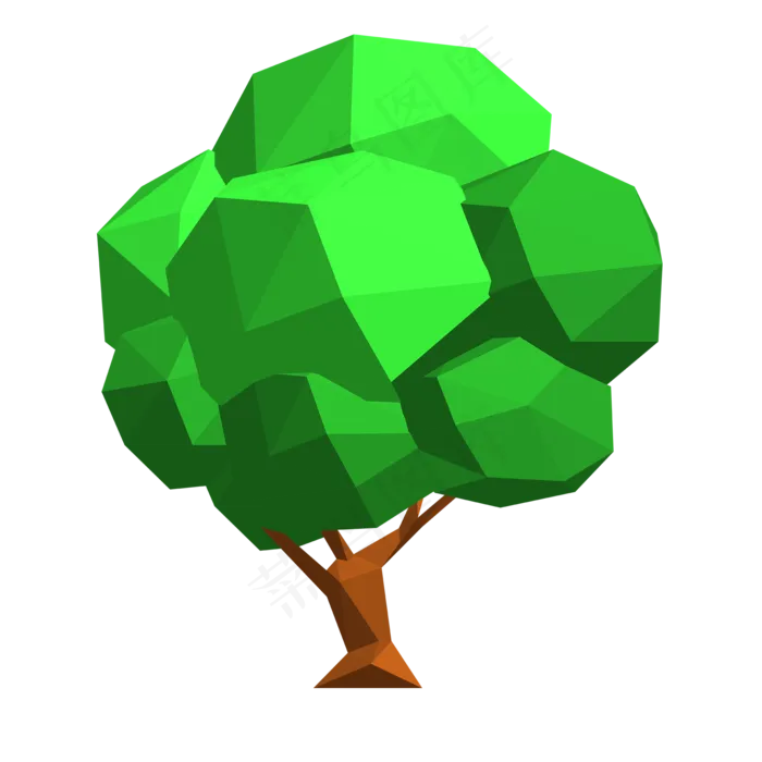 球形几何茂盛环保大树,免抠元素