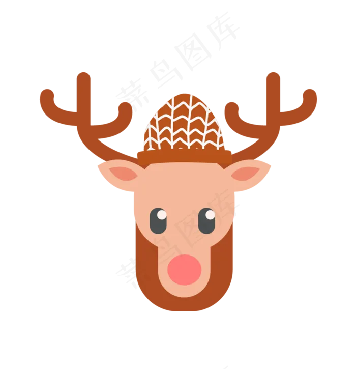 圣诞节麋鹿先生毛线帽子可爱头像,免抠元素