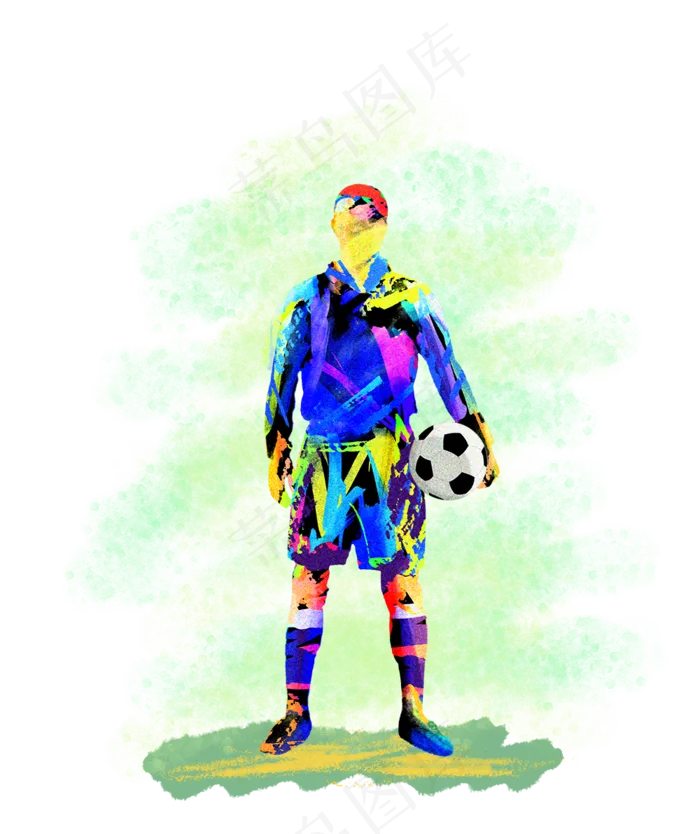 2018世界杯足球运动员水彩手绘,免抠元素