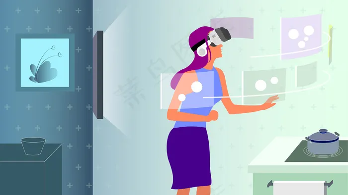 现代科技智能VR厨房体验