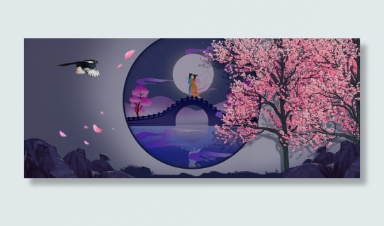 七夕古风情人节背景1920900pxpsd模版下载