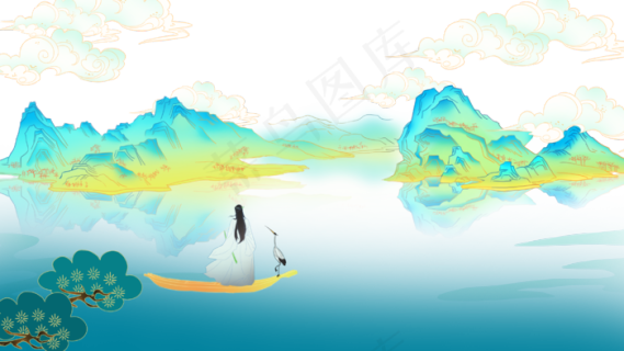 古风男子山水人物28801620px300dpipsd模版下载