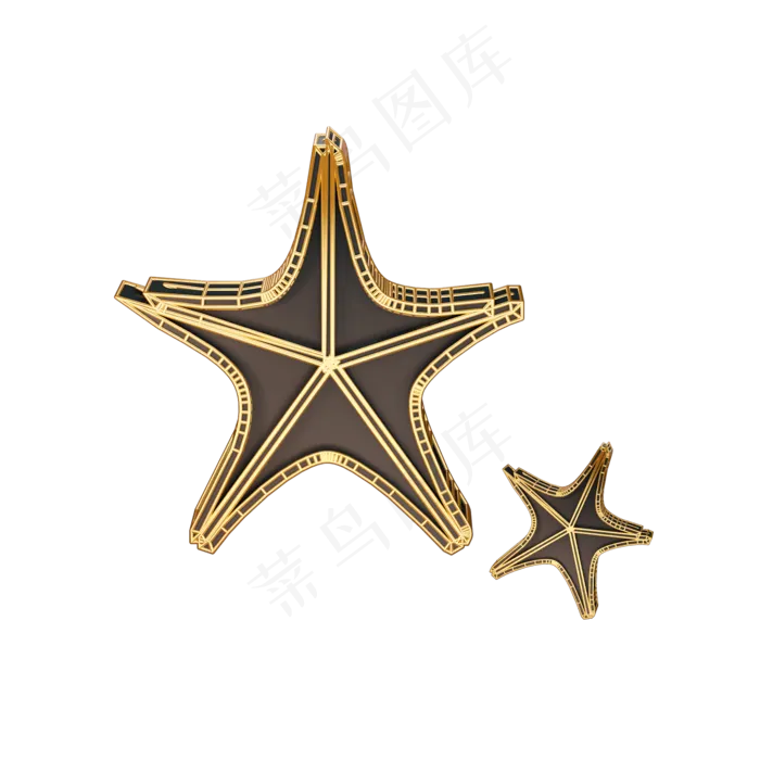 黑金风星星C4D立体装饰,免抠元素