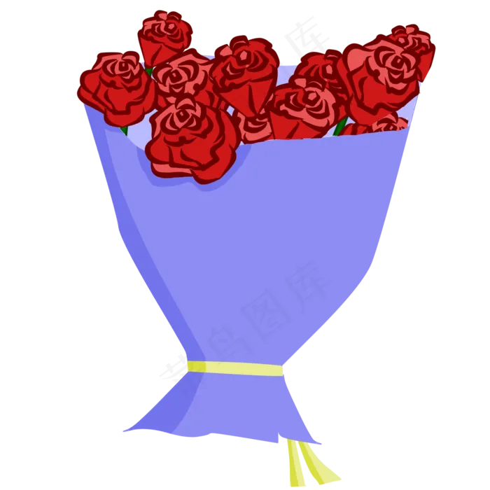 手绘蓝色包装玫瑰花花束