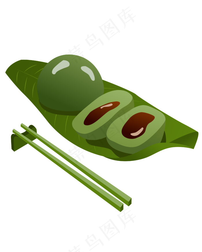 矢量卡通绿色青团(2000x2000(dpi:300))ai矢量模版下载