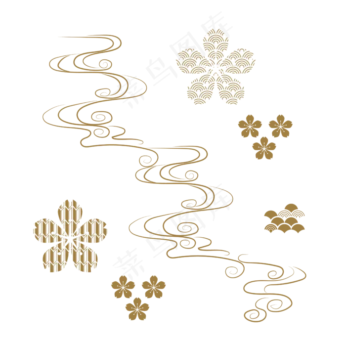 日本传统纹饰底纹,免抠元素
