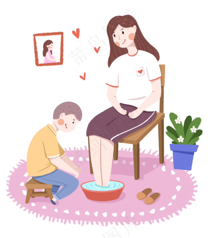 母亲节给妈妈洗脚的孩子3500x4000dpi300psd模版下载