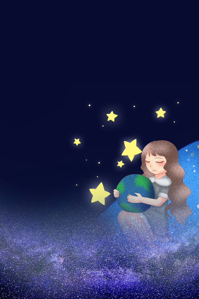手绘星空女孩睡觉海报背景模板35455315pxpsd模版下载