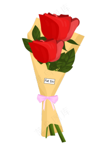 手绘玫瑰花花束插画,免抠元素