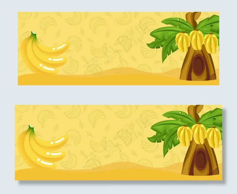 香蕉文艺卡通几何手绘黄色banner