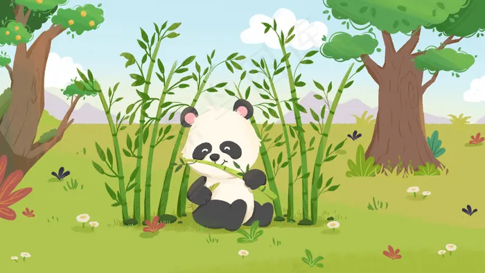 五月你好熊猫吃竹子