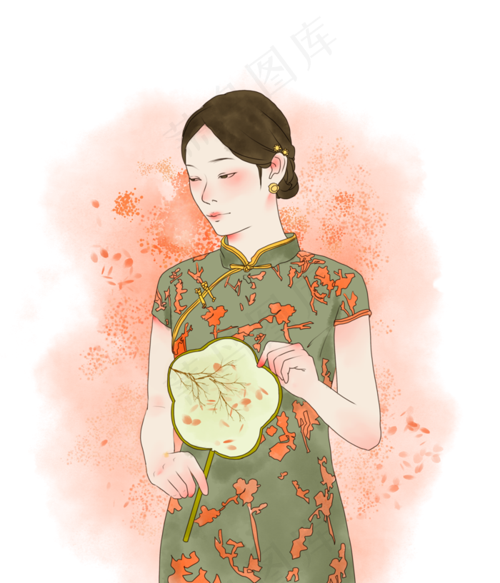 复古民国美女旗袍免抠元素30003500px300dpipsd模版下载