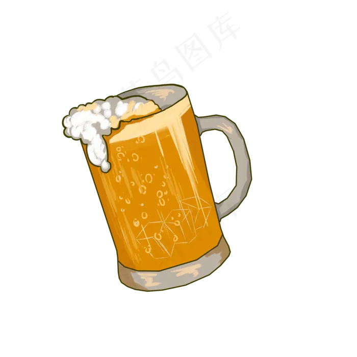 杯子卡通鸡尾酒啤酒金黄色,免抠元素