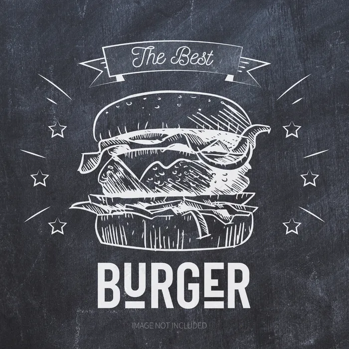黑色黑板上的汉堡烤架插图