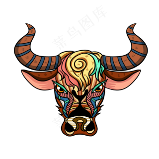 牛年水彩风牛头2000x2000dpi300psd模版下载