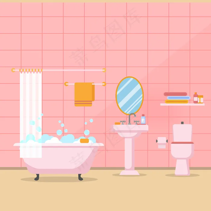 现代卫浴室内家具采用平面式载体