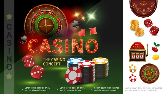 现实赌场组成与扑克筹码骰子扑克套装轮盘赌金币老虎机樱桃柠檬