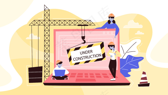 网站建设中的网页.正在进行中.eps,ai矢量模版下载