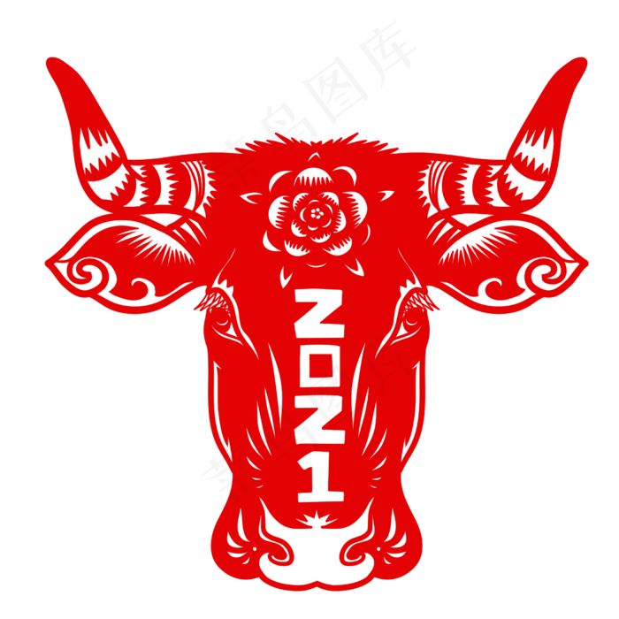 牛年窗花2021剪纸(2500x2500(dpi:300))psd模版下载