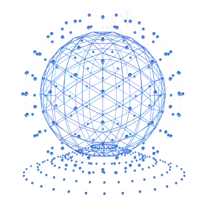 科技智能魔幻数据点状球线几何体,免抠元素