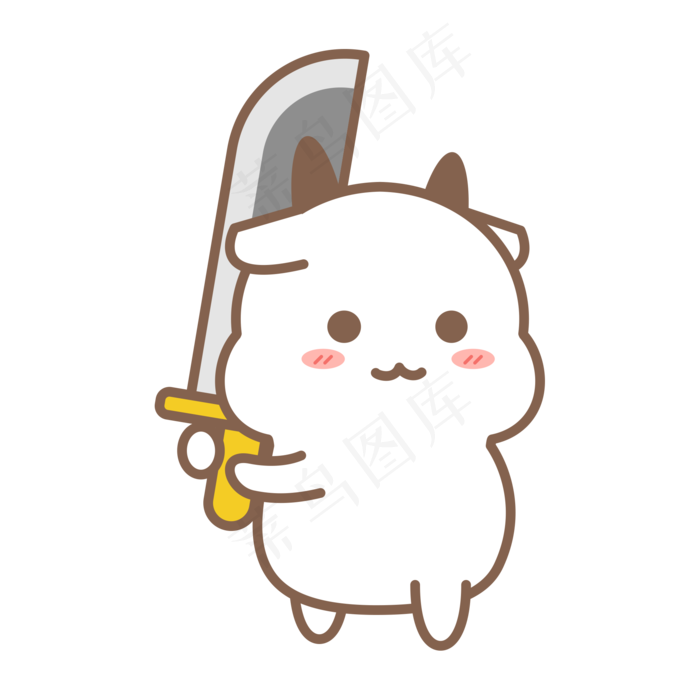 萌牛牛手持大刀(2000x2000(dpi:300))psd模版下载