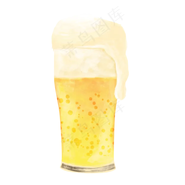 黄色的啤酒手绘设计图,免抠元素