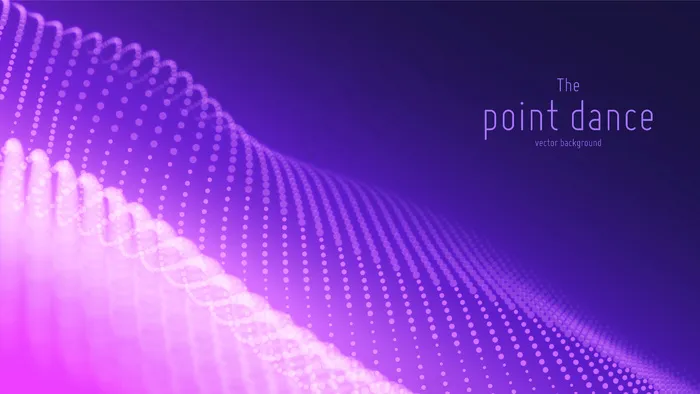 紫色粒子波，点阵，浅景深。技术数字背景