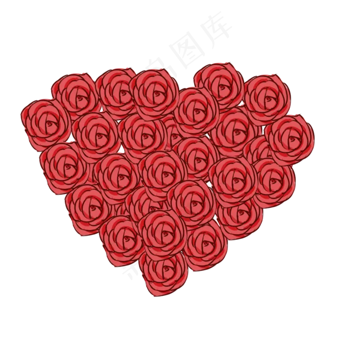 520情人节手绘心形玫瑰花图案