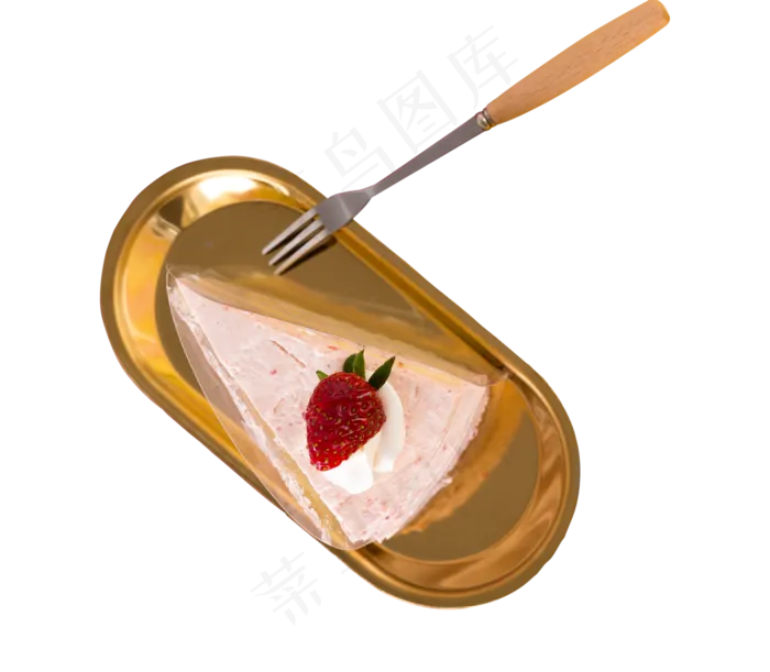 奶油蛋糕水果蛋糕叉子