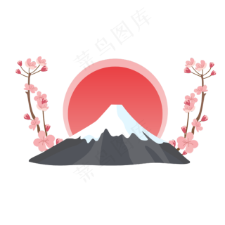 矢量卡通樱花日本,免抠元素