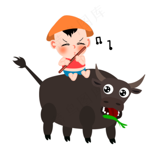 卡通水牛清明牧童
