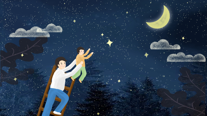 等软件打开,颜色模式为爸爸和星星摘星星手绘摘星星的图片父母和孩子