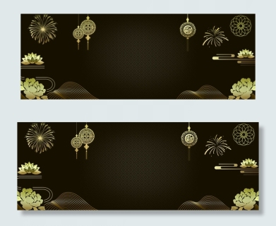 黑色渐变暗金质感矢量线条花纹背景