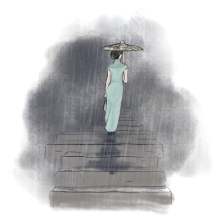 古风清明节雨纷纷雨巷,免抠元素