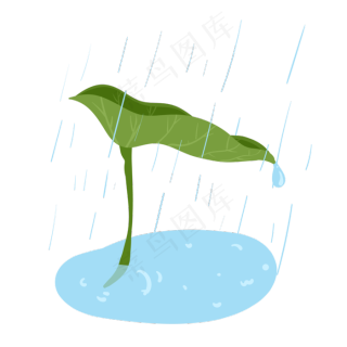 雨水初春下雨绿色调手绘插画2880x1620dpi300psd模版下载