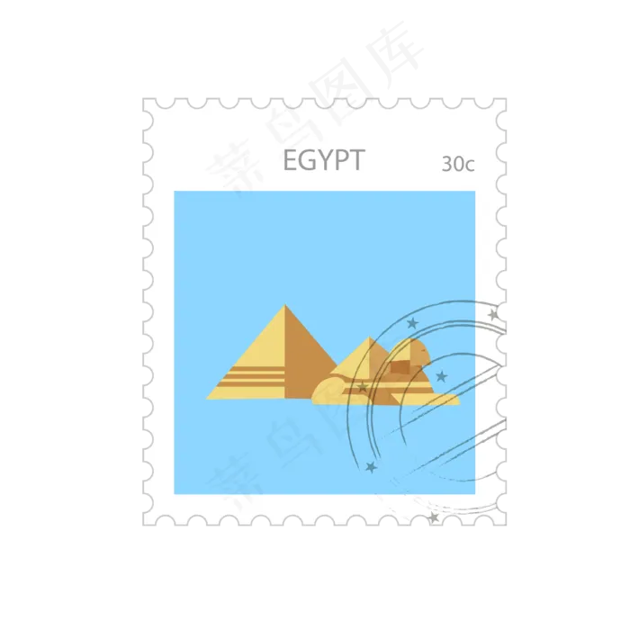 世界旅游金字塔纪念邮票矢量图