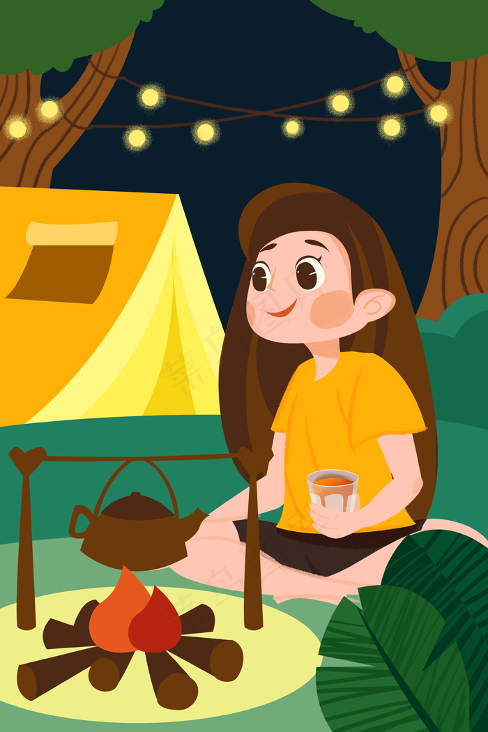 旅行旅游手绘插画(1125x2436(dpi:72))psd模版下载