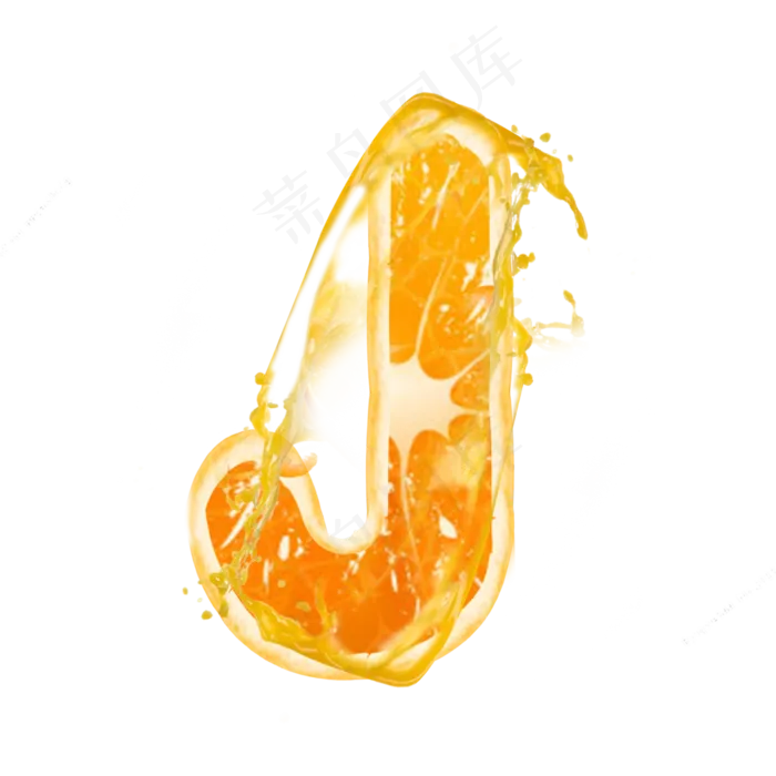 橙子橙汁橙色PSD字母J