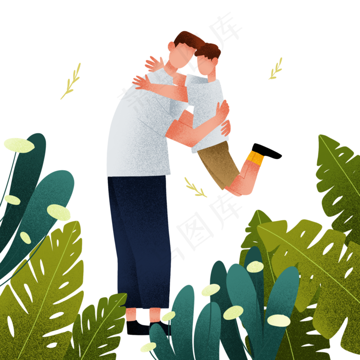扁平肌理风父亲节拥抱父子2000x2000dpi300psd模版下载