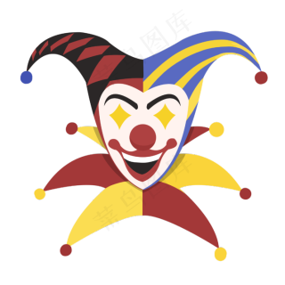 愚人节小丑面具插画2200x2200dpi300psd模版下载