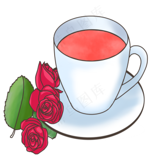 养生饮料玫瑰茶插画