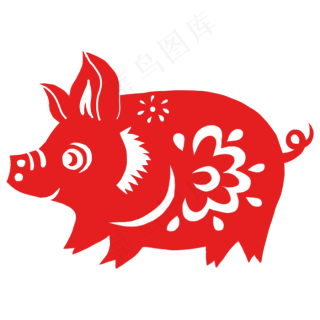 中国风立体剪纸春猪装饰元素免抠元素psd模版下载