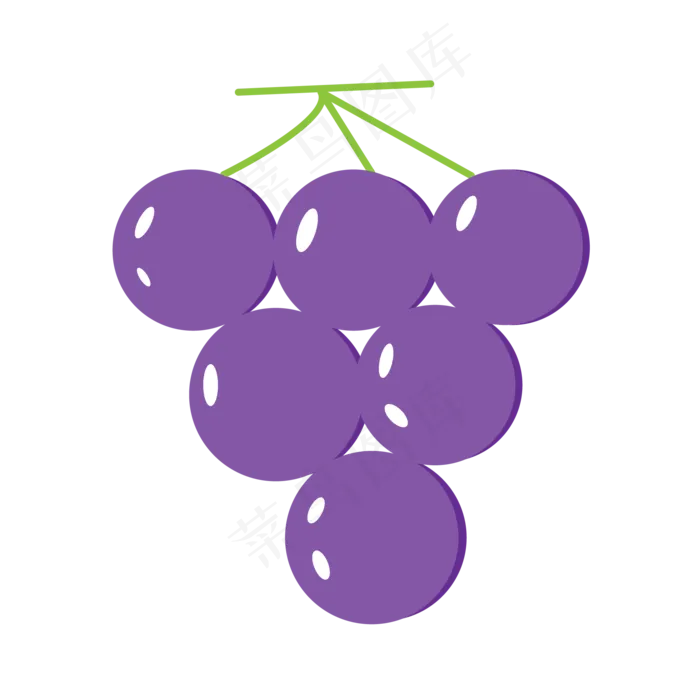 夏季水果矢量手绘紫色葡萄