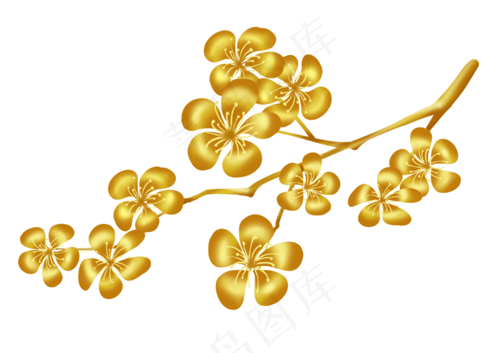 金色花梅花樱花中国风3000x2126dpi300psd模版下载