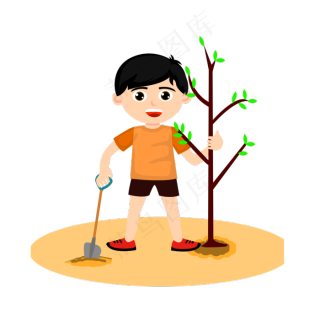 植树节绿意盎然卡通劳动人物2551x3307dpi300psd模版下载