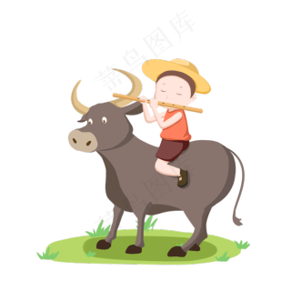 手绘清明节可爱牧童人物插画2880x1620dpi300psd模版下载