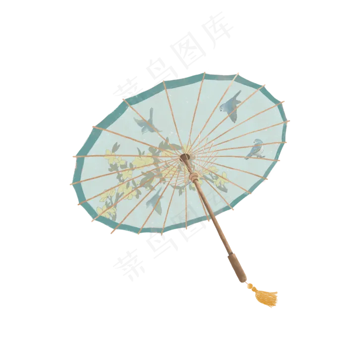 中国油纸伞折伞传统花鸟PNG,免抠元素