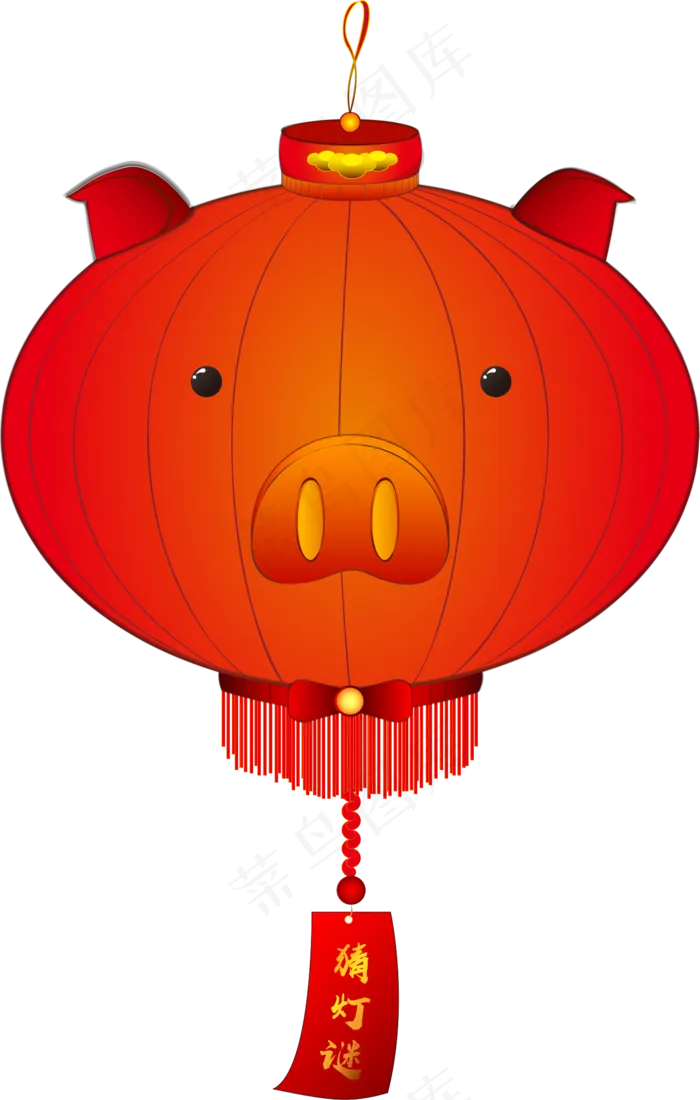 猪年元宵节红色灯笼装饰元素png免抠元素2000x2000dpi300ai矢量模版