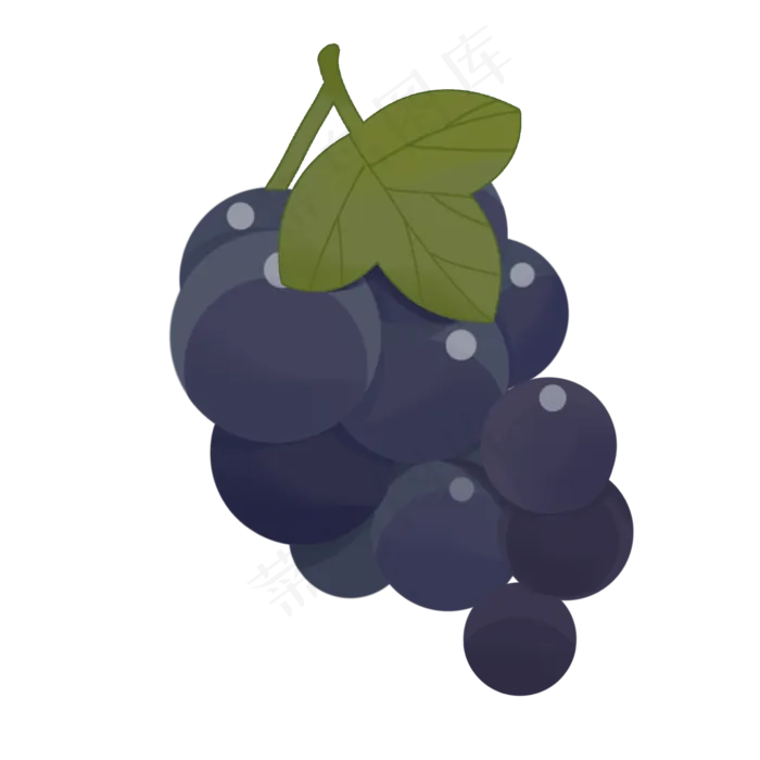 葡萄卡通装饰紫色叶子水果